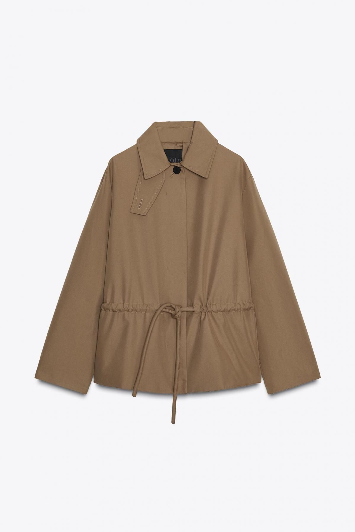 자라 테크니컬 코튼 혼방 드로스트링 숏 파카 7522/270 BROWN / TAUPE - 메인 이미지