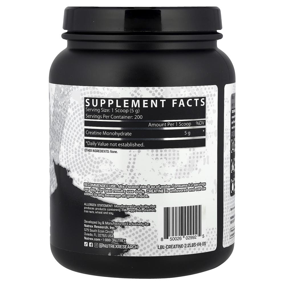 Nutrex 크레아틴 모노하이드레이트 무향 파우더 Creatine 1000g - 상세 이미지 2