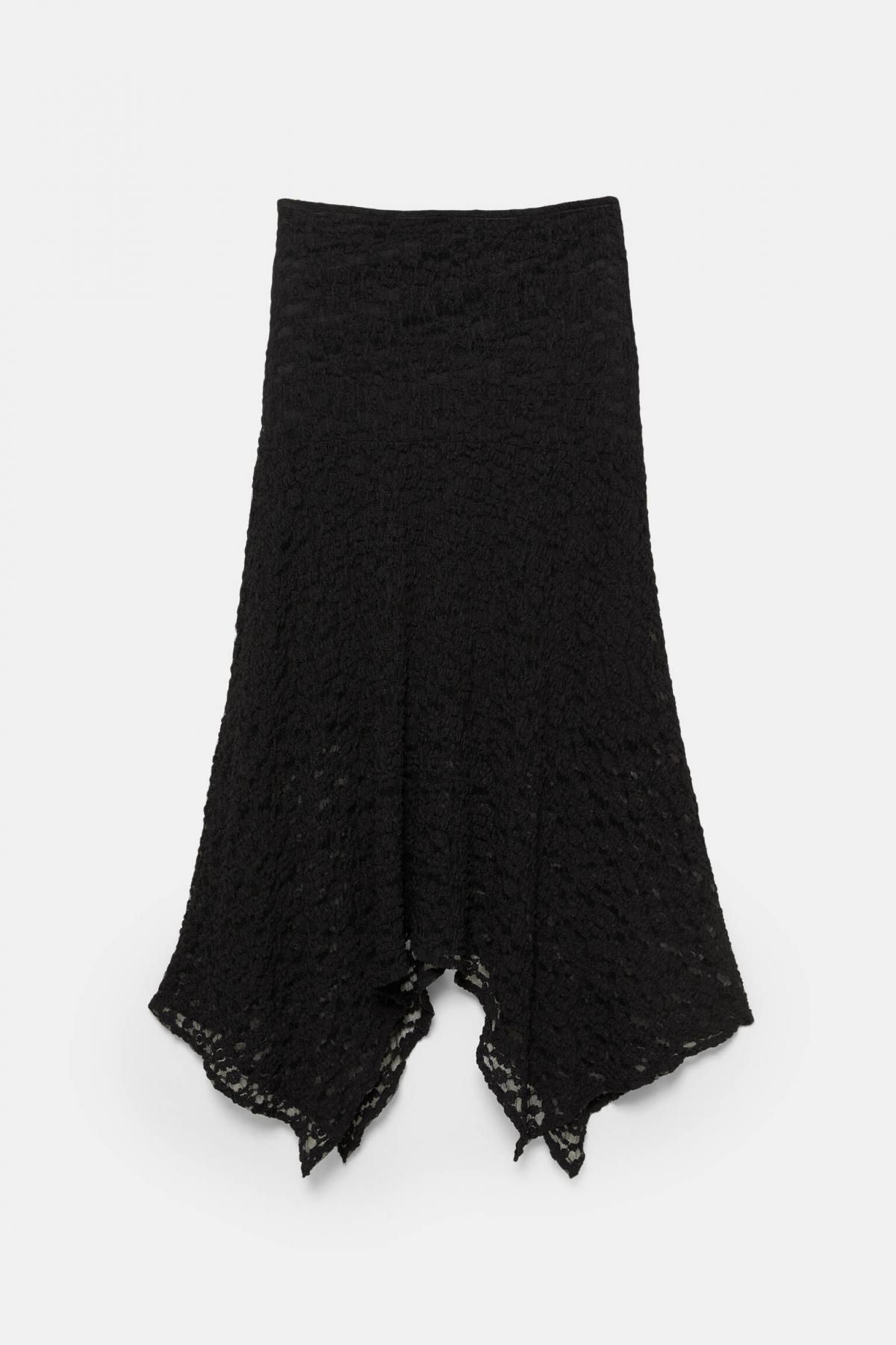 풀앤베어 비대칭 레이스 미디 스커트 7400/352 BLACK - 상품 이미지