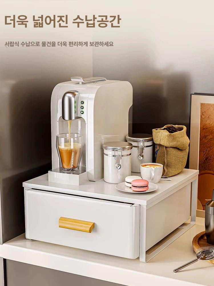 커피머신 선반 수납장 홈카페 철제 싱크대위 서랍 정수기장 찬장 주방 다용도장 그릇장 30cm 뚜껑 미포함 엘레강스화이트 - 상세 이미지 5