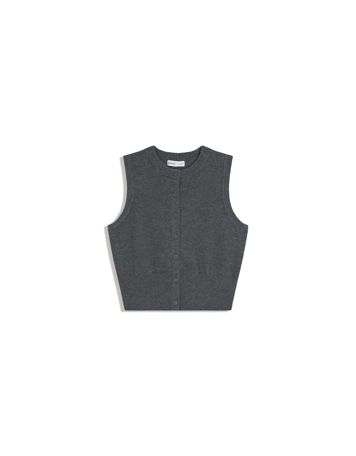 버쉬카 데일리 베이직 니트 버튼 베스트 3565/693 GREY - 메인 이미지