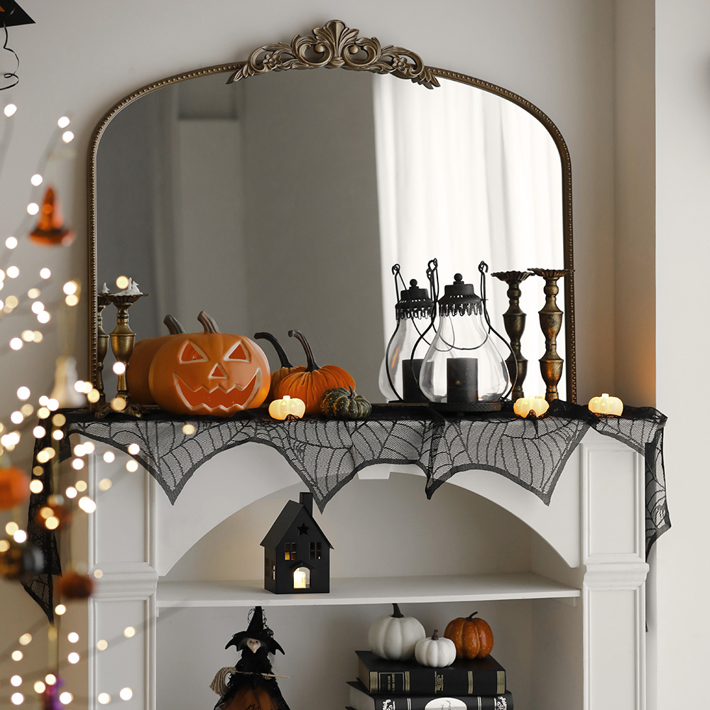 할로윈 거미줄 레이스 천 테이블보 벽장식 커튼 가랜드 파티 장식용품 원형