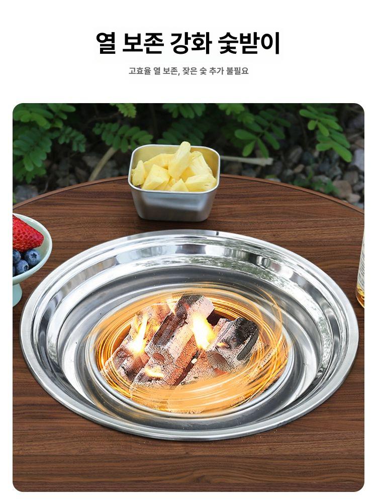 원형 고기불판테이블 가정용 불판 숯불 화로대 접이식 숯불구이 다용도 가스버너 숯 전기 겸용 접이식 D - 상세 이미지 5