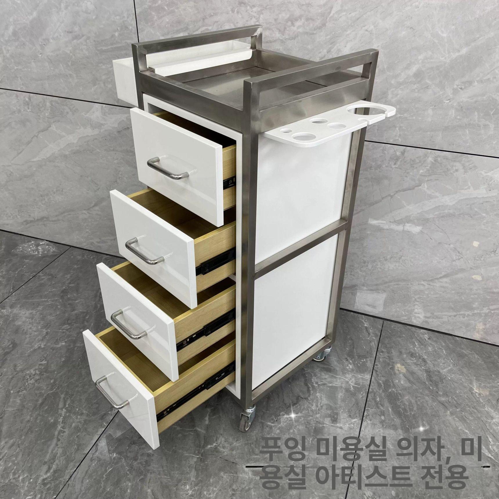 미용실 트레이 웨건 이동식 수납 카트 스타일 A 화이트 1x1x1cm - 상세 이미지 5