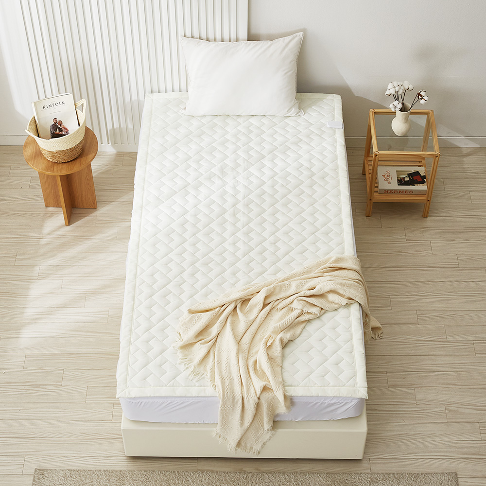 한일의료기 EMF 탄소매트 2 in 1 캠핑겸용 전기장판 전기요 크림 슈퍼싱글 토퍼핏, 110x200cm