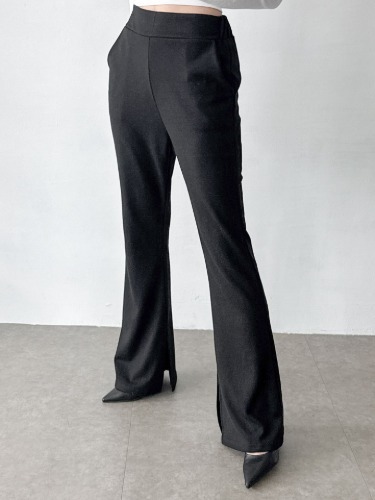 폼나나 Pomnana 슬림핏 긴바지 기본 포인트 나팔 가을 겨울 트임부츠컷 바지 - 상품 이미지