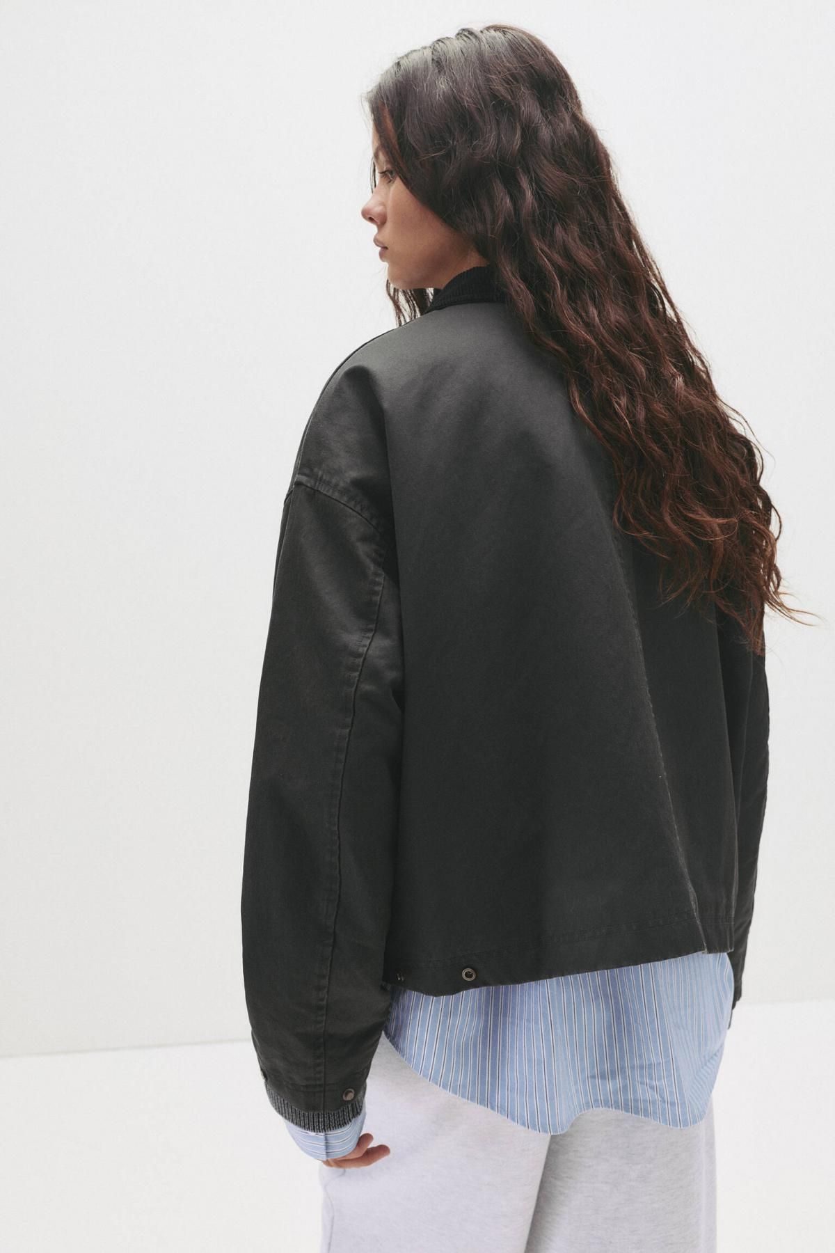 풀앤베어 테크니컬 왁스드 코듀로이 카라 재킷 7700/323 ANTHRACITE GREY - 상세 이미지 4