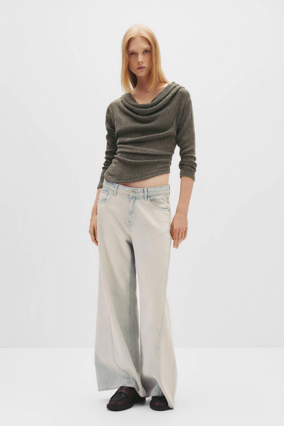 풀앤베어 모던 크레이프 보트넥 롱슬리브 티셔츠 7152/384 KHAKI - 상세 이미지 3
