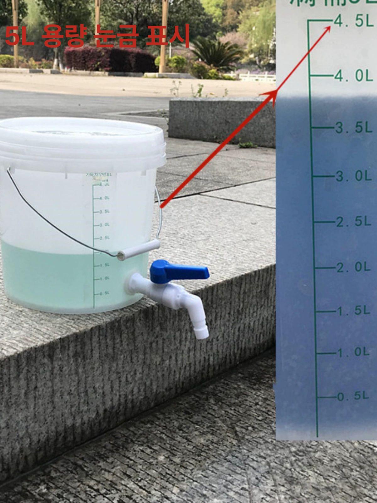 계량 플라스틱 통 건설 버킷 잡곡 바케스 투명 건설현장 벨브형 양동이 조절 반투명 비율 20L 계량통+볼밸브 수전 - 상세 이미지 3