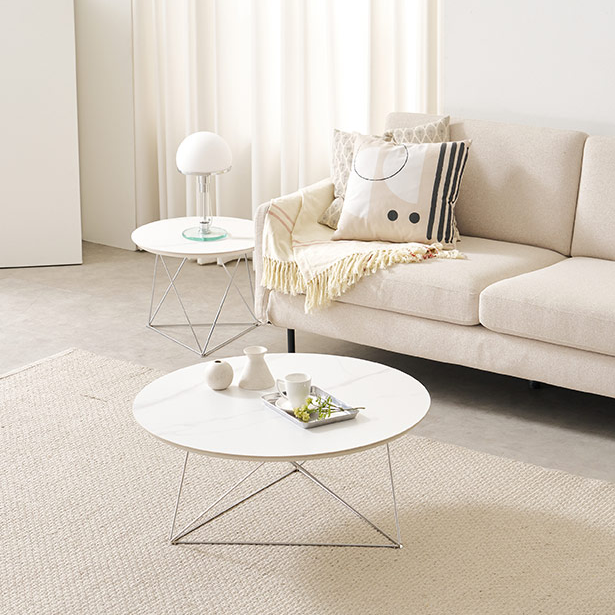 원형거실테이블 800 화이트 세라믹 마블 탁자 쇼파 좌탁