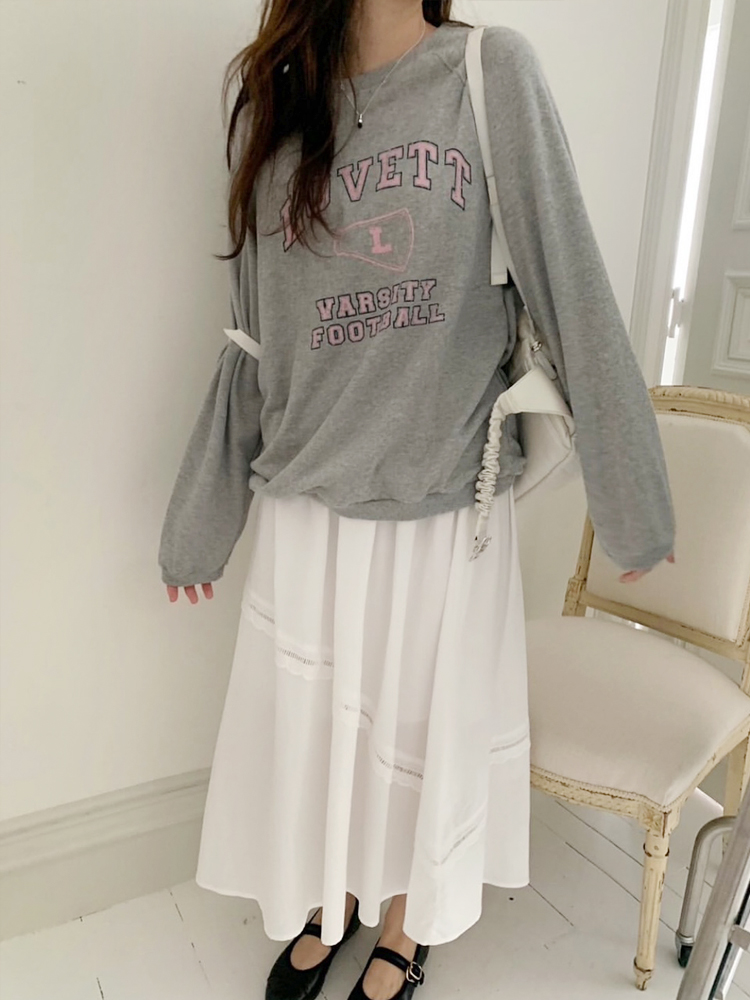 캐주얼 루즈핏 로베트 레터링 프린팅 티셔츠 여성 맨투맨 박스티 여자 가을 티셔츠 코튼 - 상세 이미지 3