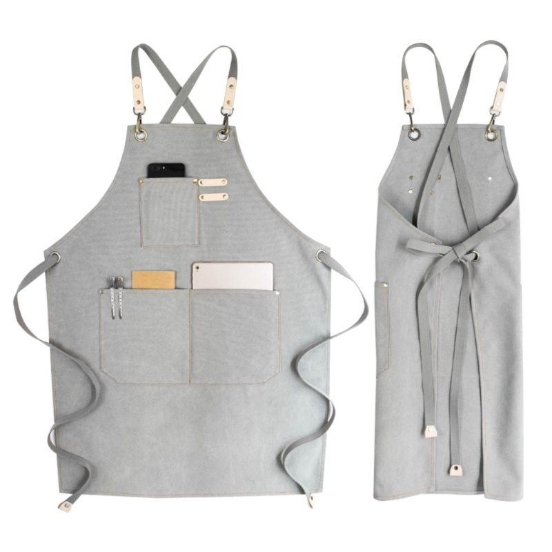 미용 앞치마 공방 apron 방수 캔버스 네일샵 미용실 가운 헤어 카페 다크그레이 Free 1개 - 상세 이미지 3