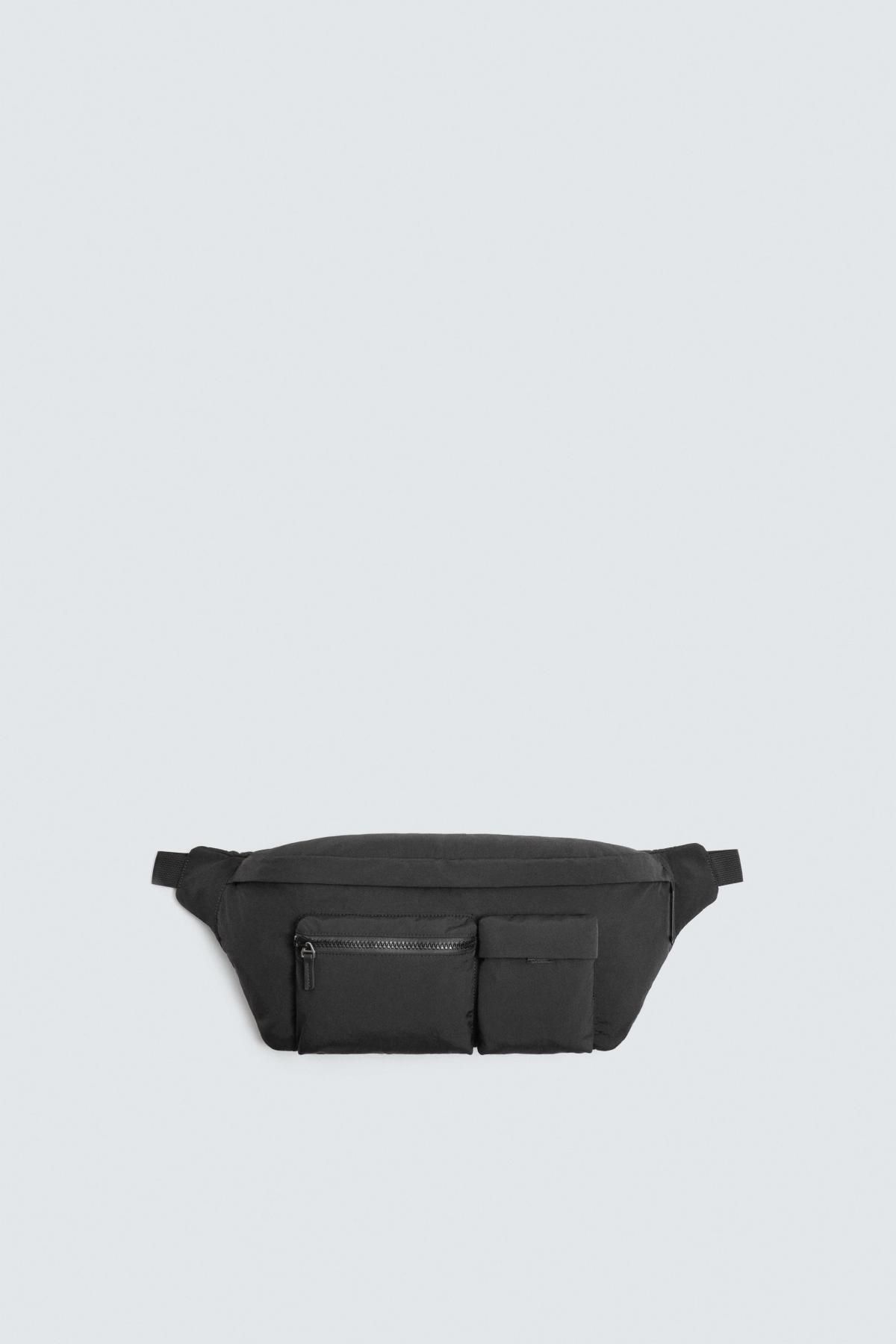 자라 테크니컬 패브릭 XL 멀티포켓 벨트백 3538/620 BLACK