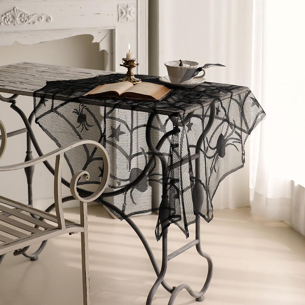 할로윈 거미줄 레이스 천 테이블보 벽장식 커튼 가랜드 파티 장식용품 원형
