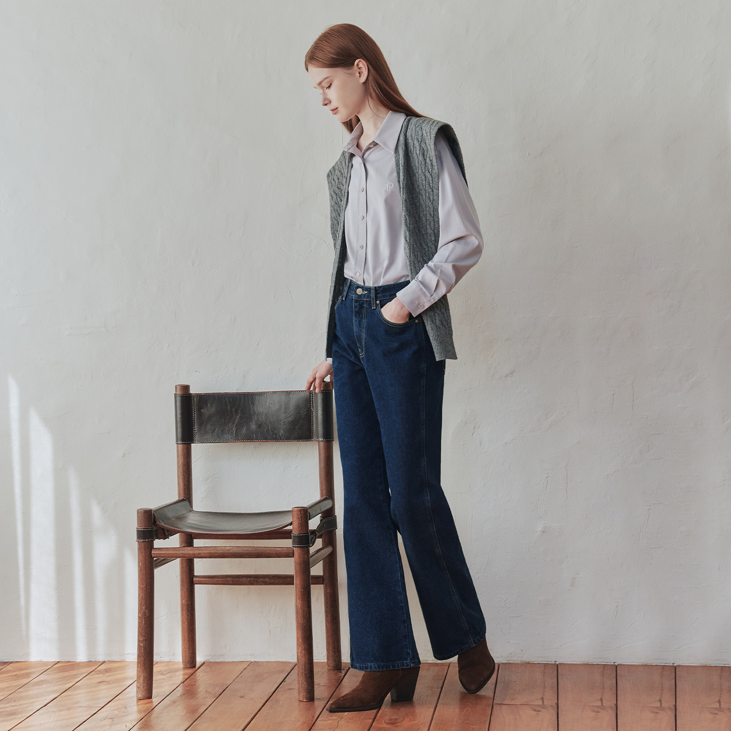 [제로스트릿] 세미 부츠컷 데님 팬츠 SEMI BOOTCUT DENIM PANTS / INDIGO - 상세 이미지 2