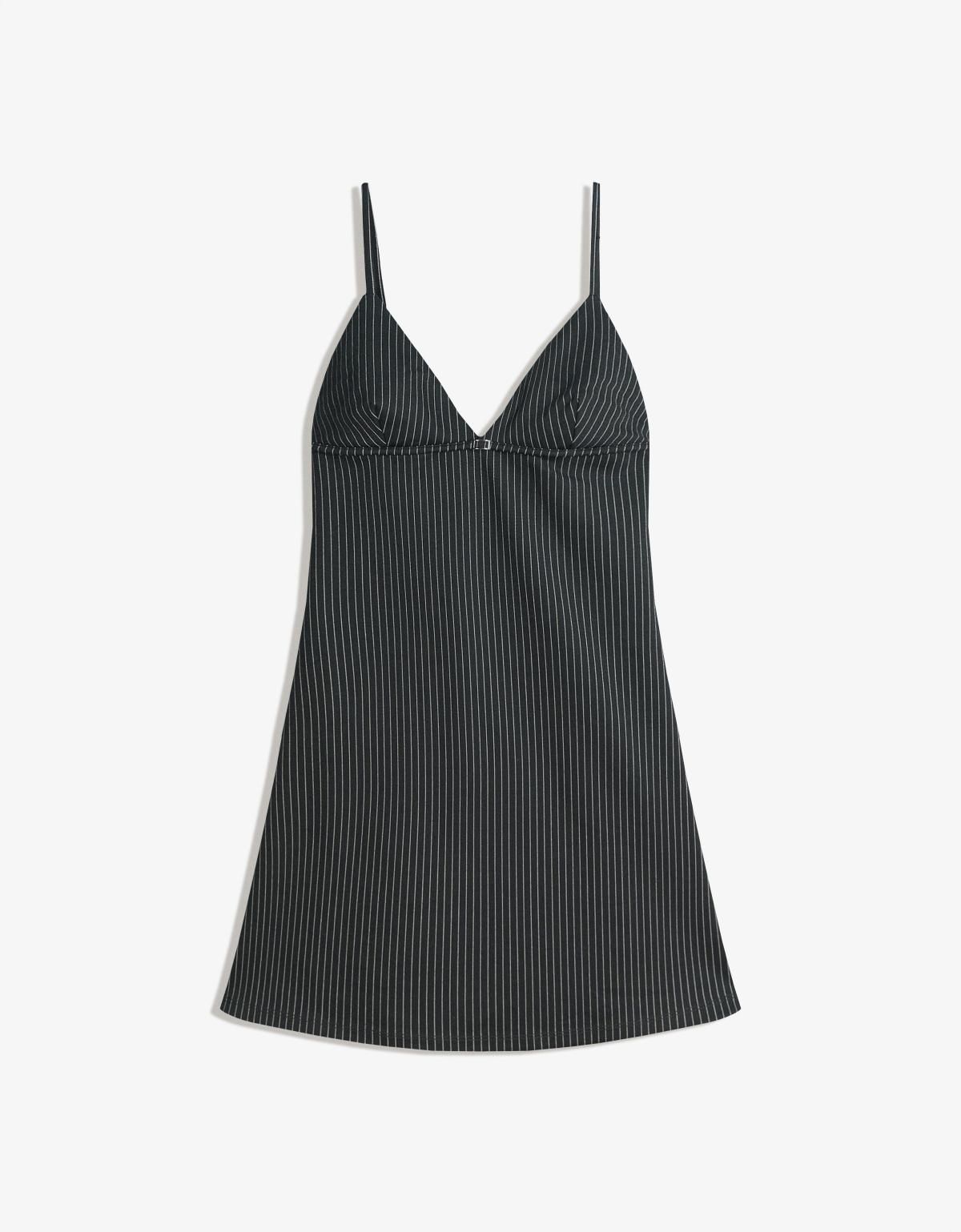 버쉬카 모던 스트라이프 스트랩 미니 원피스 6045/326 DARK GREY - 상세 이미지 3