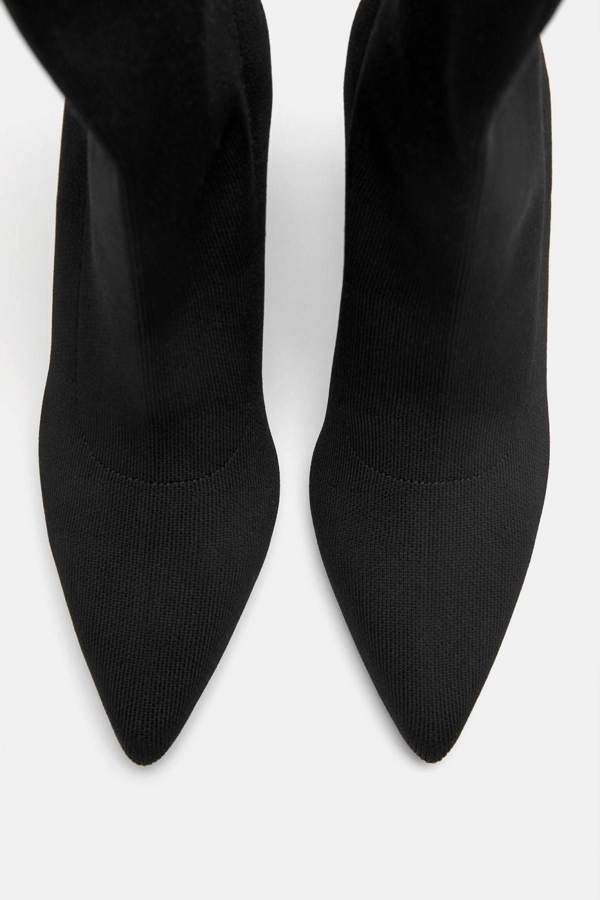 풀앤베어 테크니컬 블랙 스틸레토 하이힐 앵클부츠 1125/640 BLACK - 상세 이미지 4