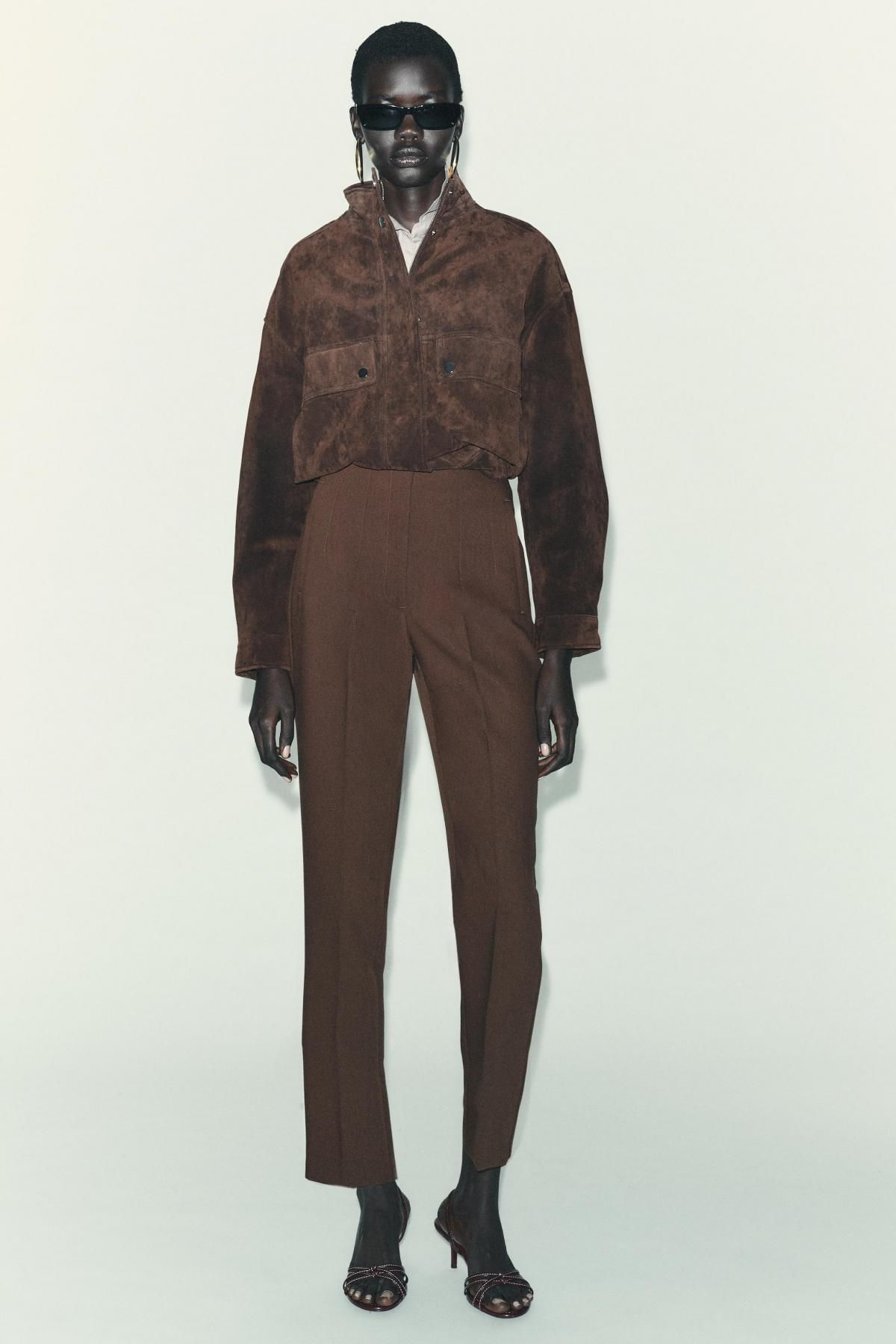 자라 브라운 하이웨이스트 슬림핏 팬츠 1478/631 BROWN - 상세 이미지 2