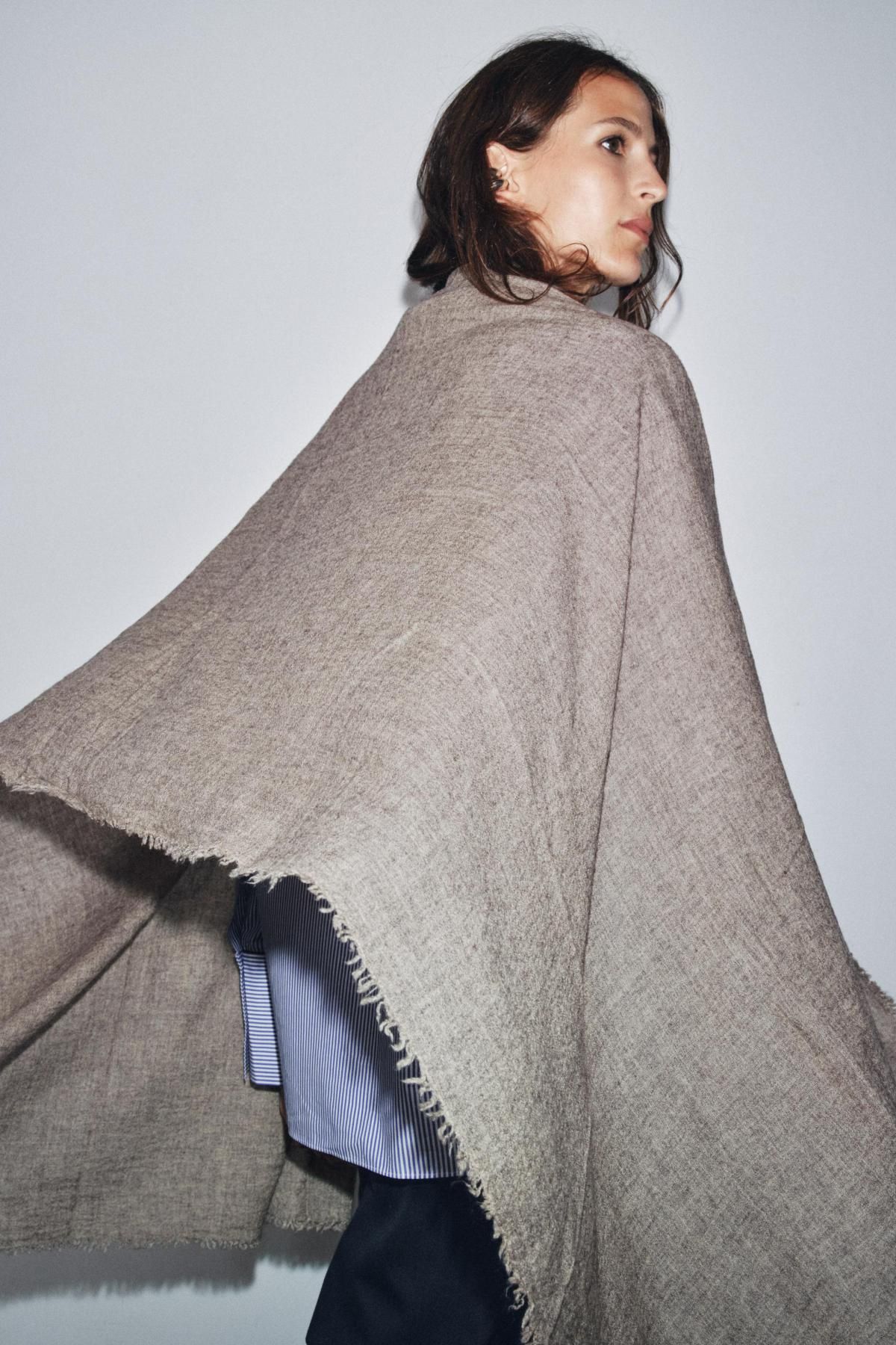 자라 프리미엄 울 프린지 스카프 3739/243 BROWN / TAUPE - 상세 이미지 3