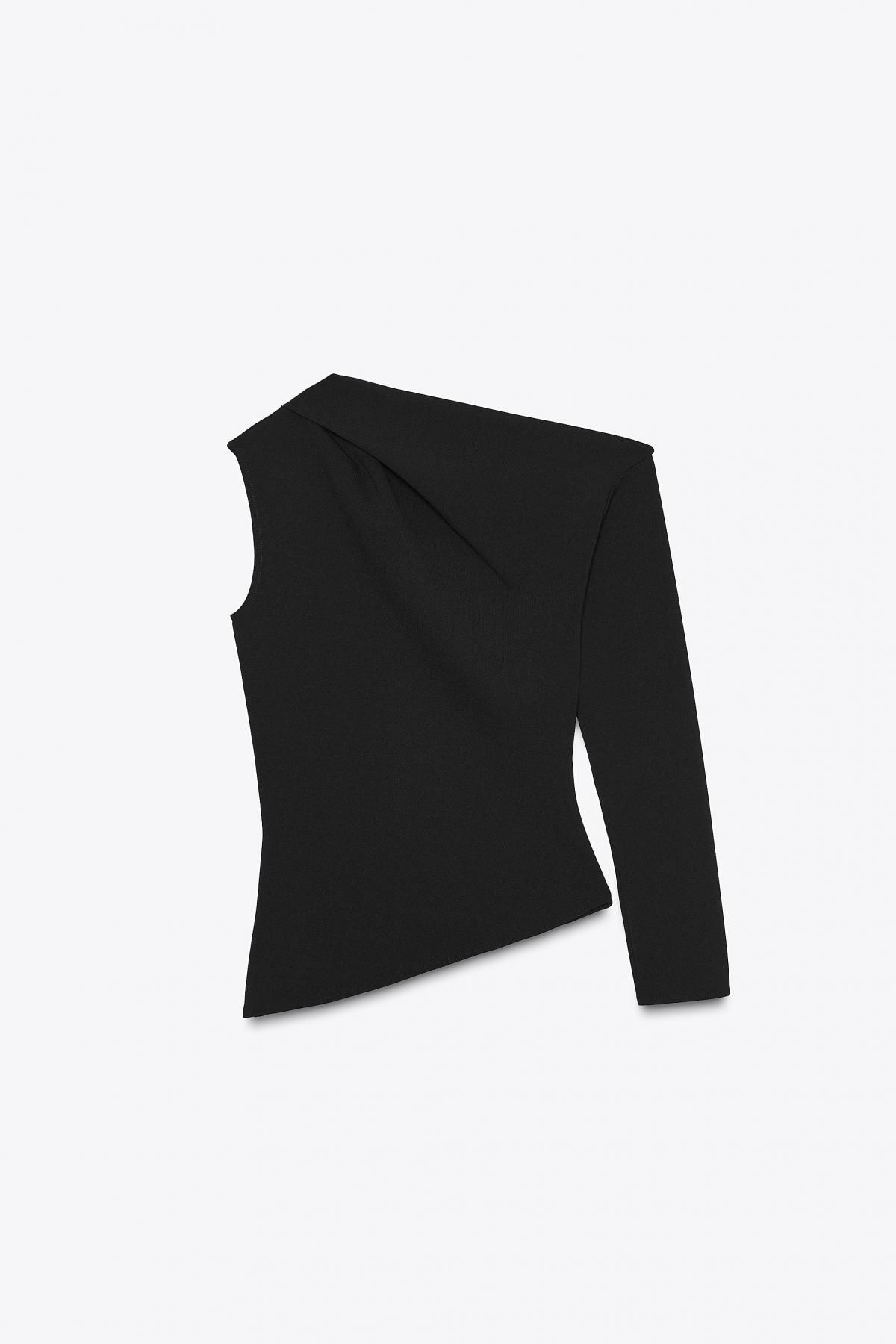 자라 모던 언발란스 크레이프 원숄더 블랙 탑 3644/813 BLACK - 메인 이미지