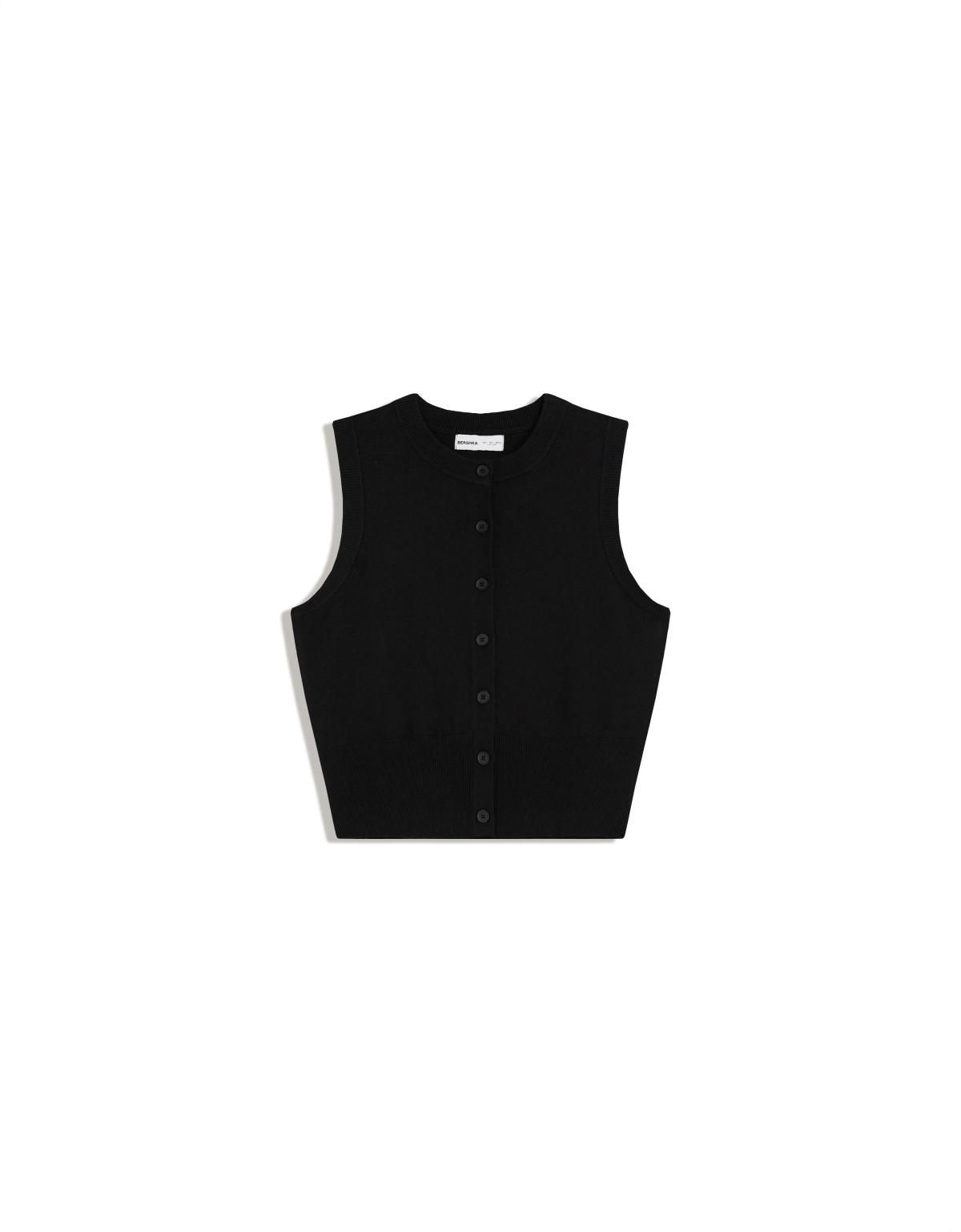 버쉬카 베이직 버튼 니트 베스트 3565/693 BLACK - 메인 이미지