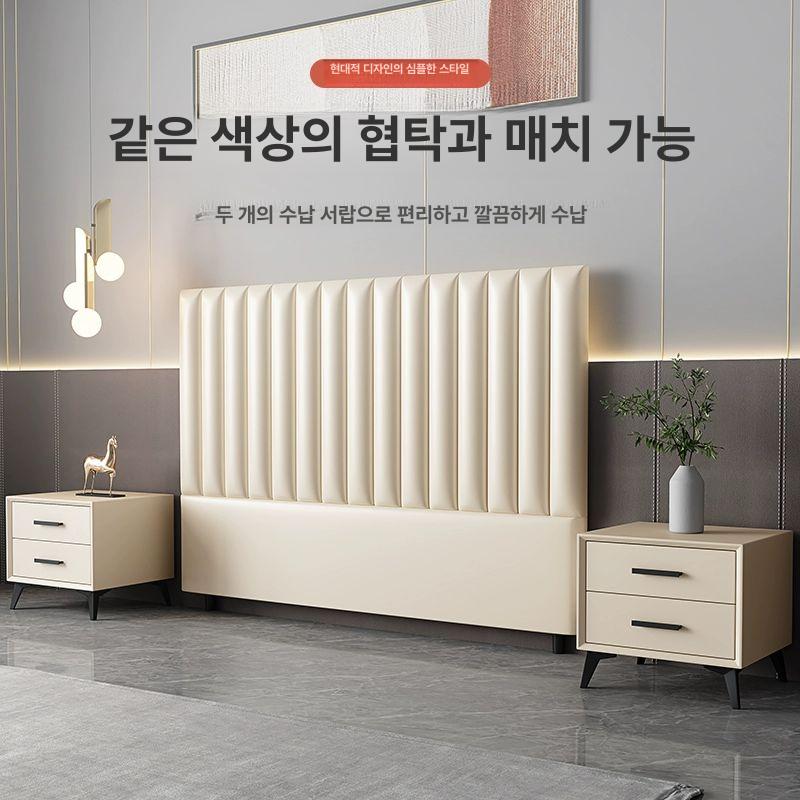 침대머리 침대헤드 보드 인테리어 호텔식 고탄력 등받이 프레임리폼 헤드보드 침대 머리판 협탁 2개 침대 헤드보드 테크패브릭 2000mmX2200mm - 상세 이미지 2