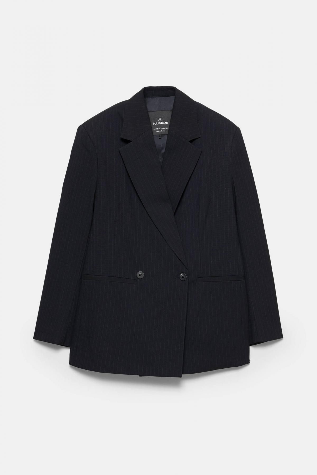 풀앤베어 오버사이즈 더블브레스트 핀스트라이프 블레이저 7802/306 STRIPED - 메인 이미지