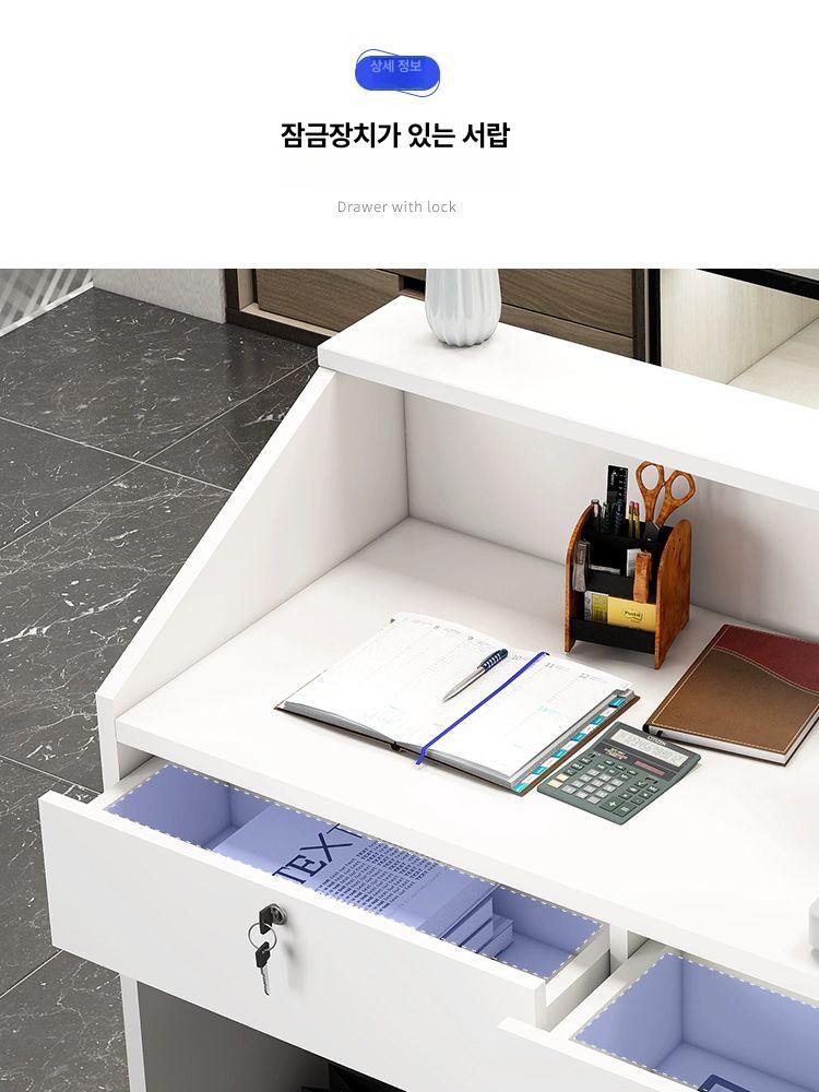 소형카운터 음식점 계산대 업소용 데스크 식당 카운터 기본형 카페 프론트 안내 사무책상 80두꺼운화이트 - 상세 이미지 3