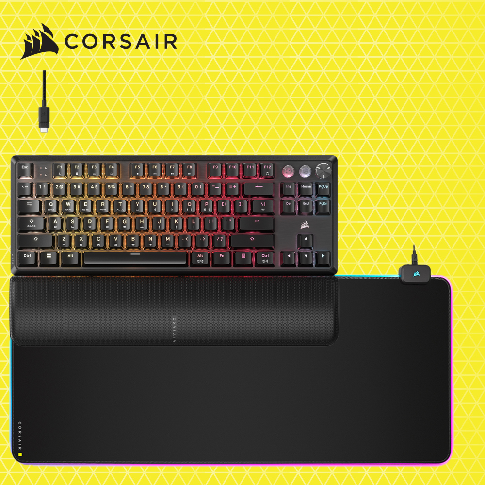 커세어 K70 MGX TKL 자석축 게이밍 기계식키보드 + MM700 RGB EXTEND 게이밍마우스패드 블랙 세트 - 메인 이미지