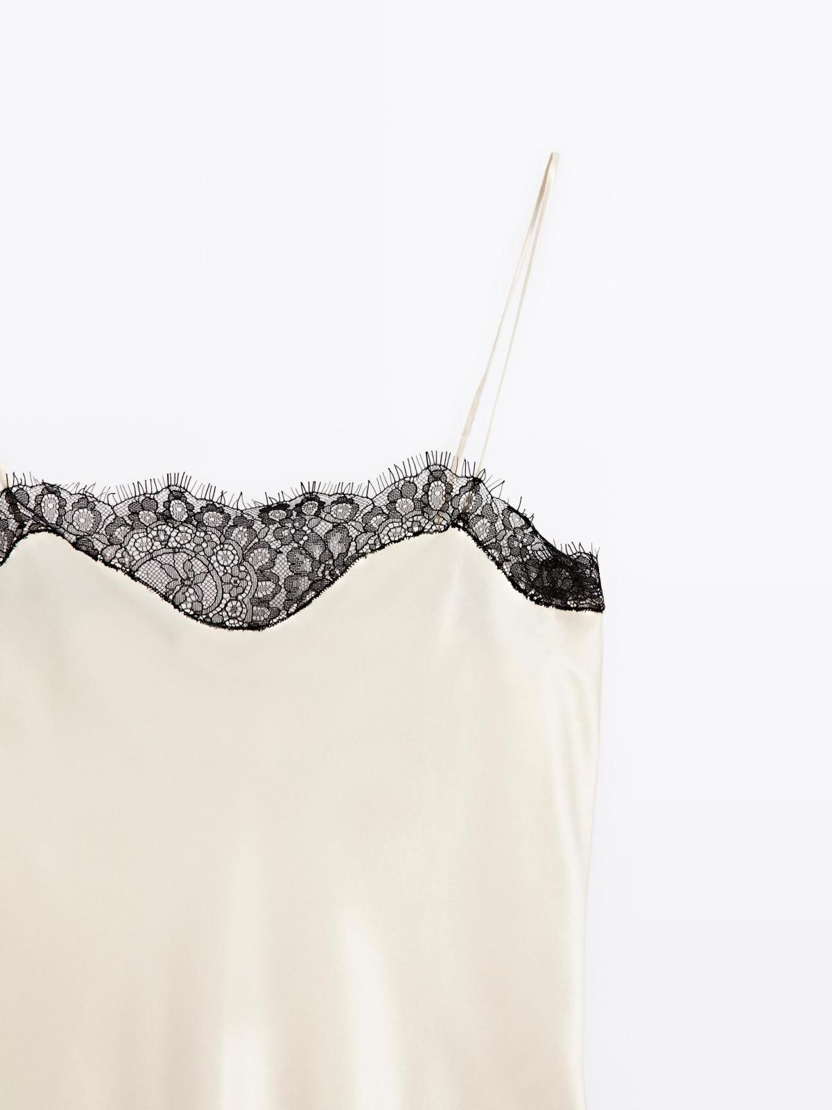 마시모두띠 실크 새틴 레이스 캐미솔 탑 9404/950 CREAM - 상세 이미지 3