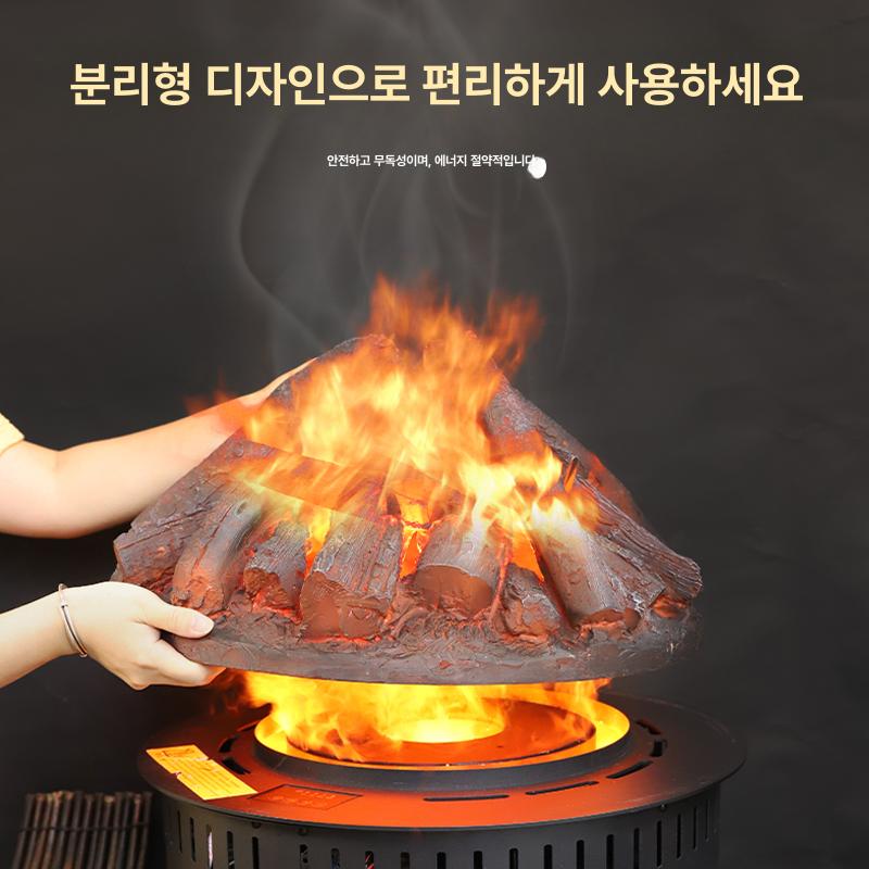 원형 화로 가습기 불꽃 난로 소품 연기 캠핑 가짜 3D 벽난로 단품 - 상세 이미지 3