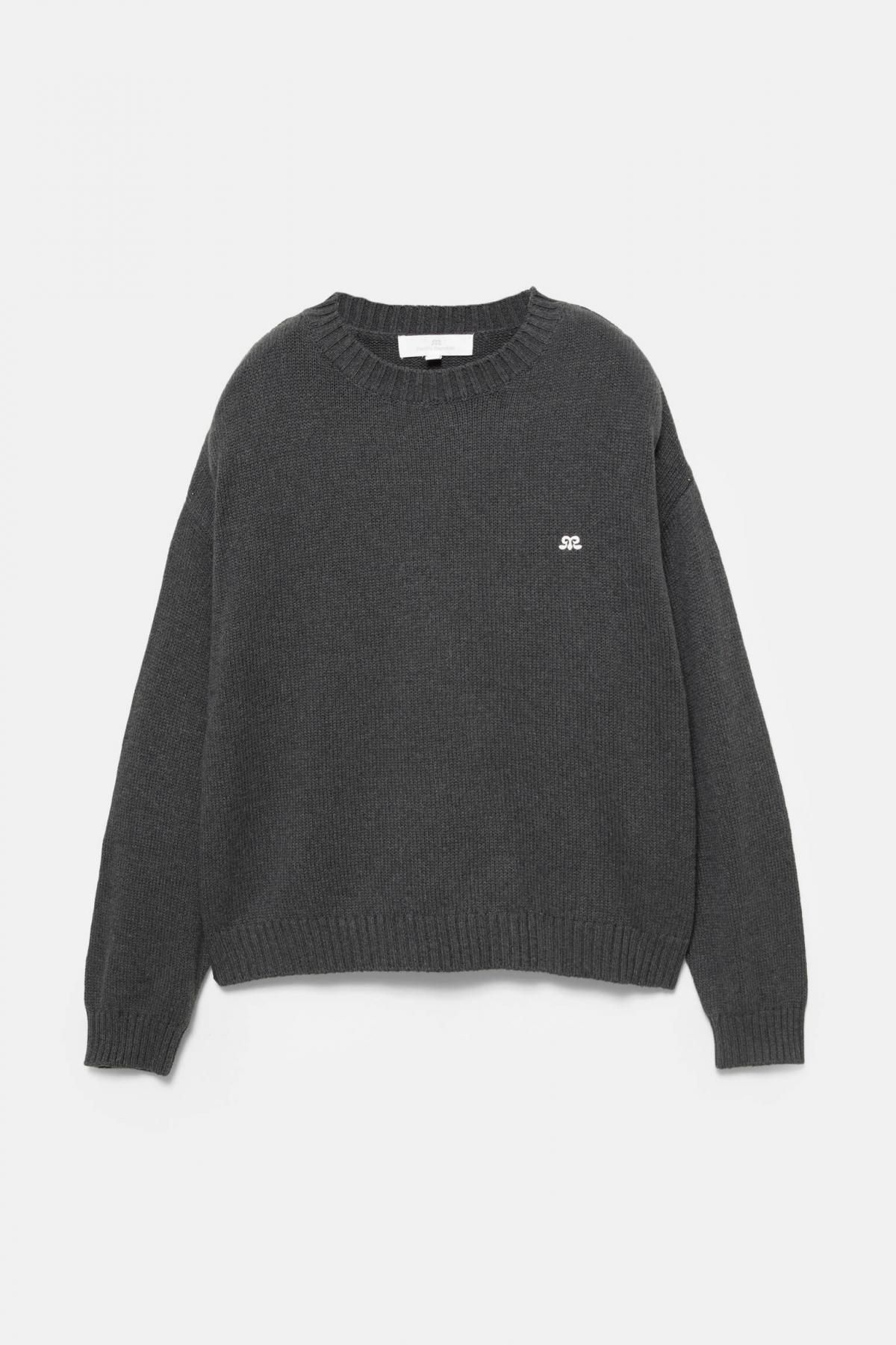풀앤베어 데일리 라운드넥 와이드 골지 니트 스웨터 7550/329 GREY MARL - 상품 이미지