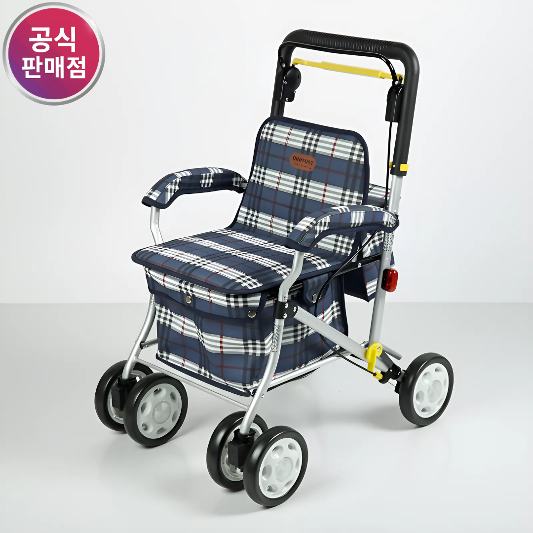 다용도 접이식 노인보행기 어른 성인용 어르신 보행보조기 실버카 할머니 유모차 F-228블루