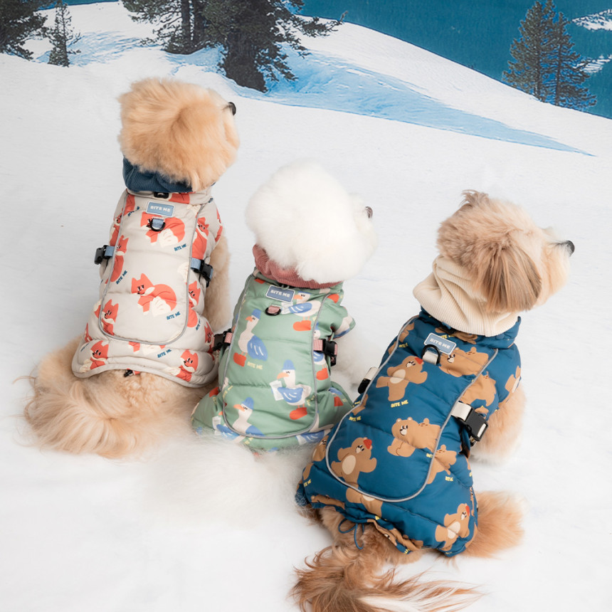 강아지패딩 조끼 강아지겨울옷 올인원 네이비 S 사진 4