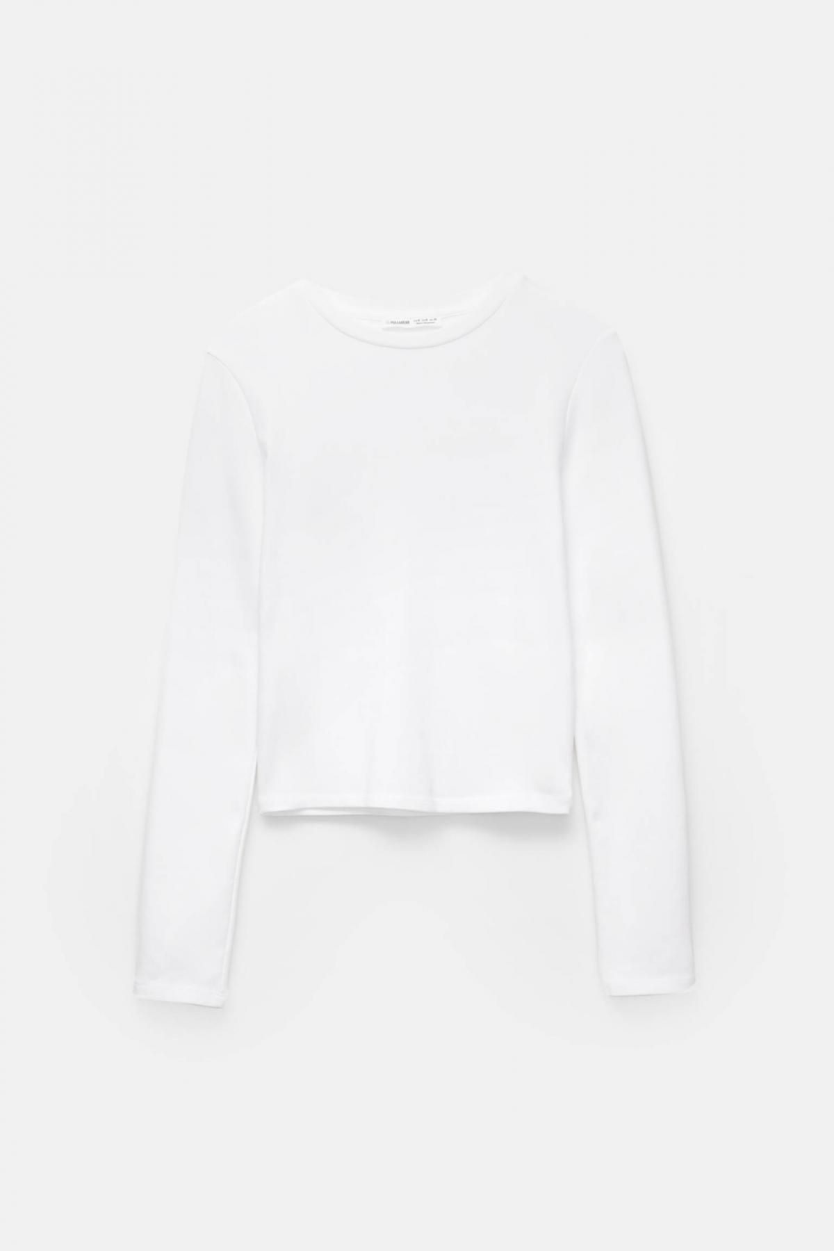 풀앤베어 베이직 슬림핏 라운드넥 코튼 긴팔 티셔츠 7152/301 WHITE - 메인 이미지