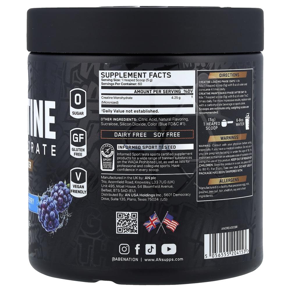 ABE 크레아틴 모노하이드레이트 블루 라즈베리 파우더 Creatine 300g - 상세 이미지 2