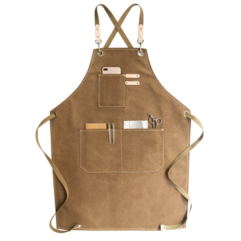 미용 앞치마 공방 apron 방수 캔버스 네일샵 미용실 가운 헤어 카페 다크그레이 Free 1개 - 상품 이미지