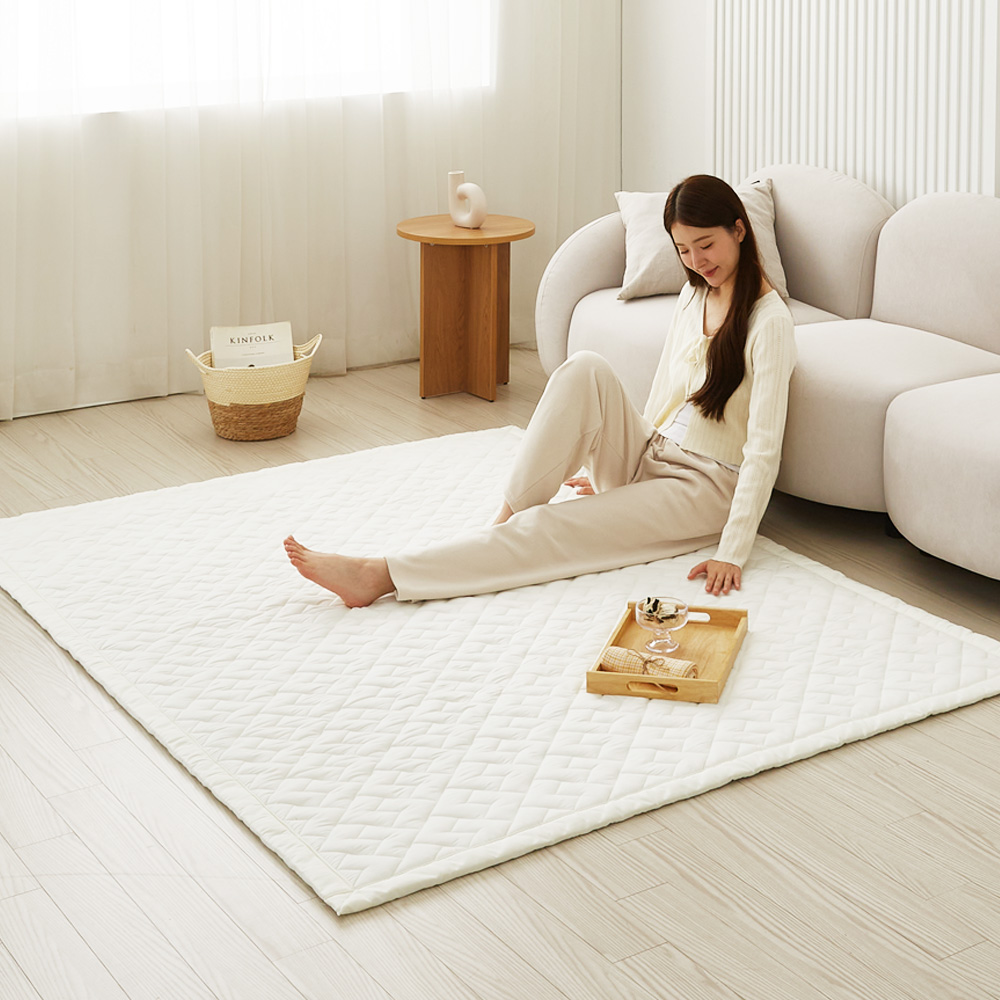 한일의료기 EMF 탄소매트 2 in 1 캠핑겸용 전기장판 전기요 크림 퀸 패드핏, 150x200cm