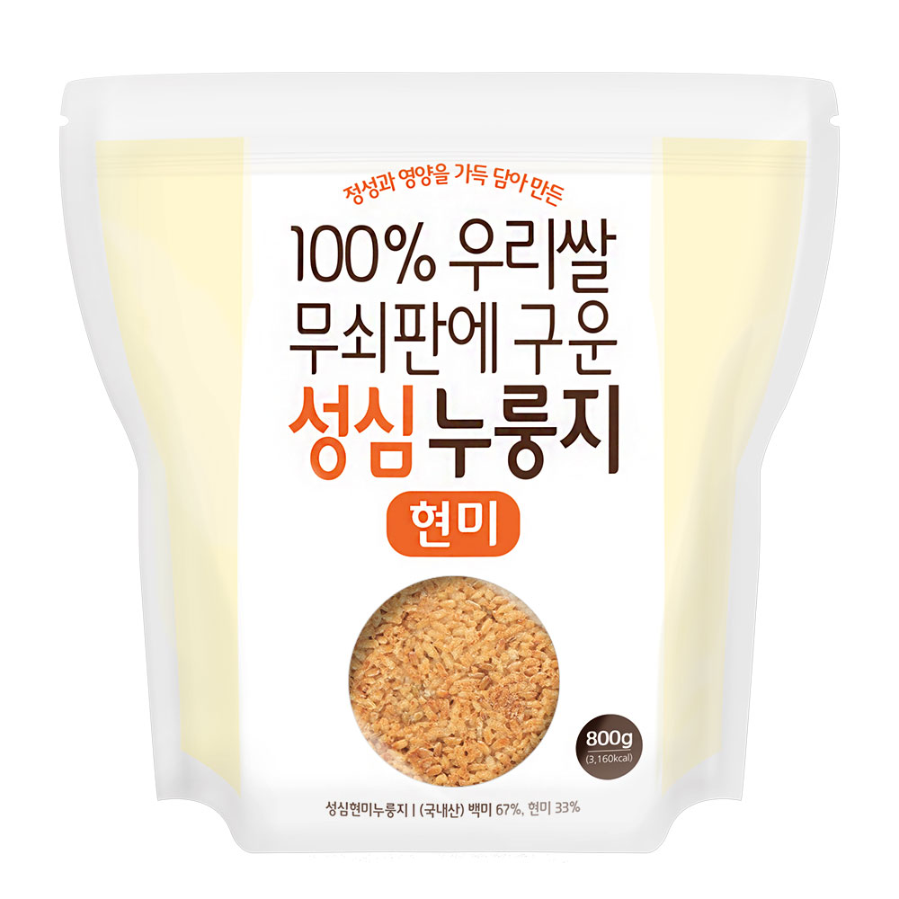 100% 국내산 쌀 무쇠판에 구운 구수한 성심누룽지 현미누룽지 800g, 1개입, 1개