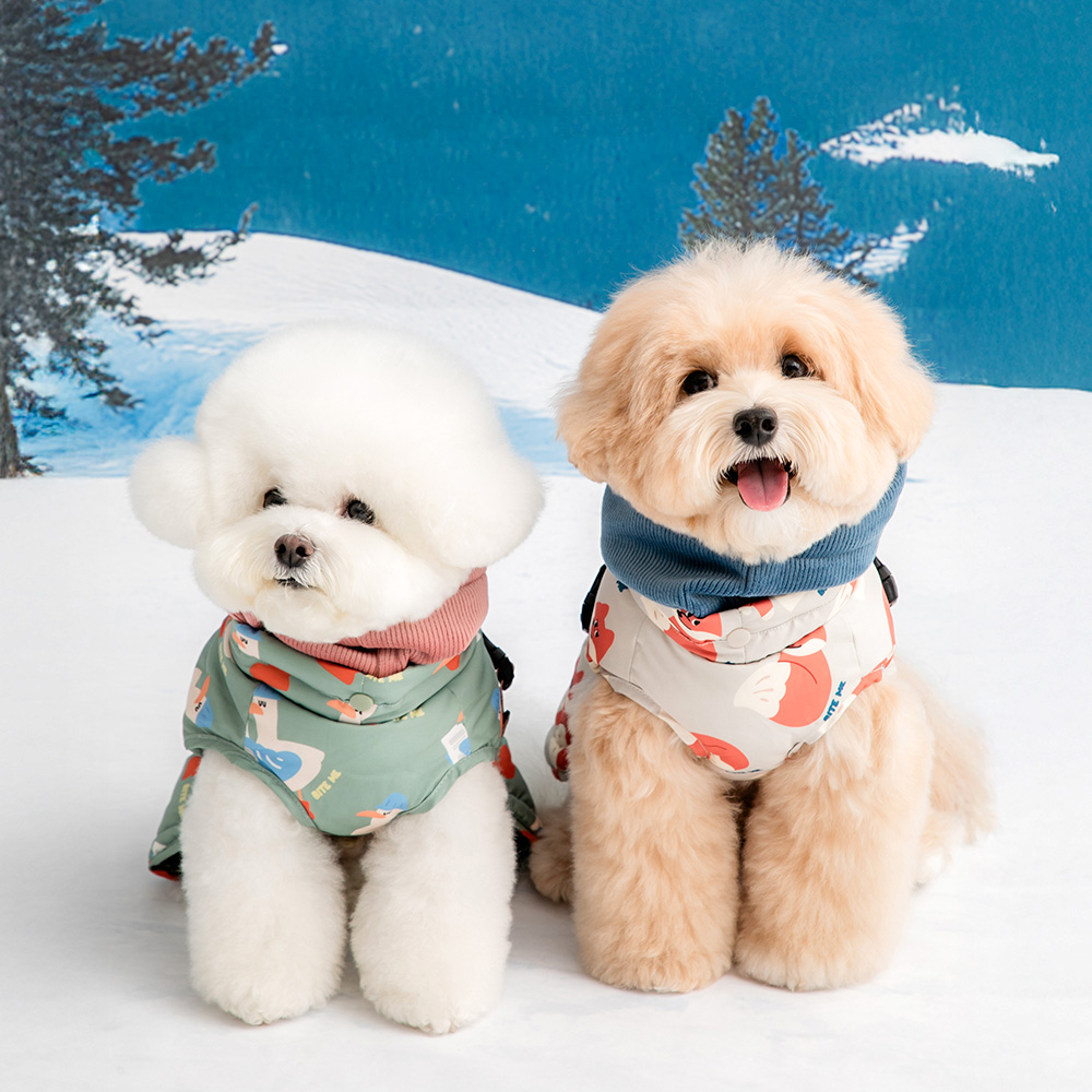 강아지패딩 조끼 강아지겨울옷 소형견 깔깔이 올인원 네이비 s