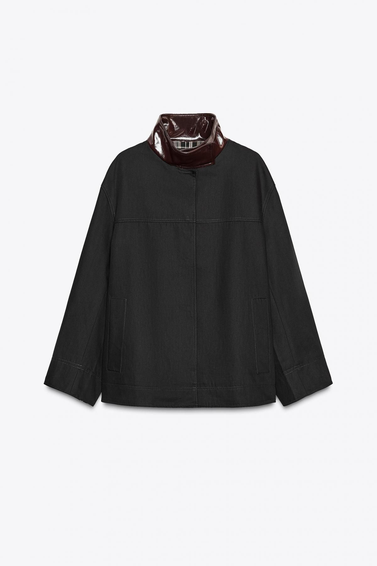 자라 테크니컬 배색카라 하이넥 재킷 4369/254 NAVY BLUE - 메인 이미지