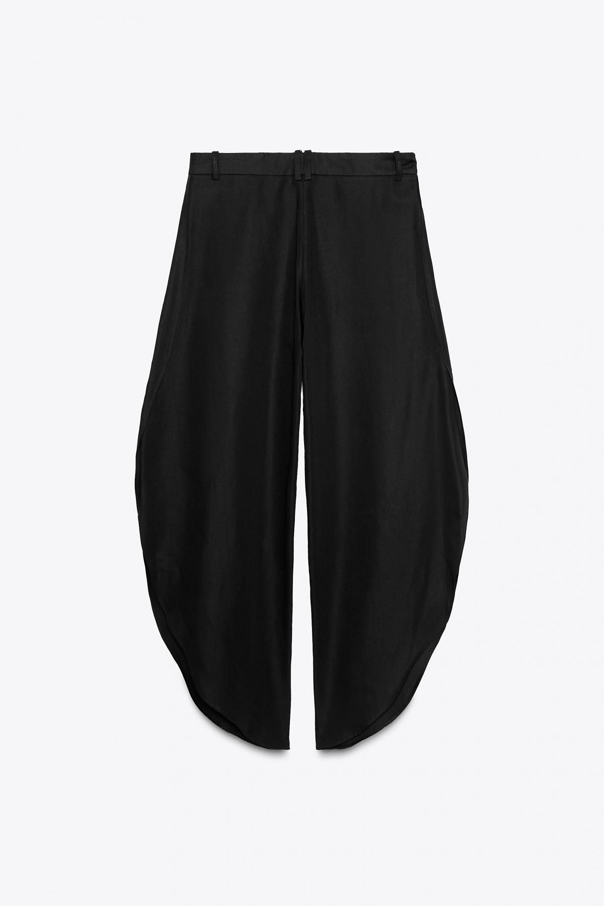 자라 사이드 슬릿 린넨블렌드 와이드 팬츠 8092/015 BLACK - 상세 이미지 4