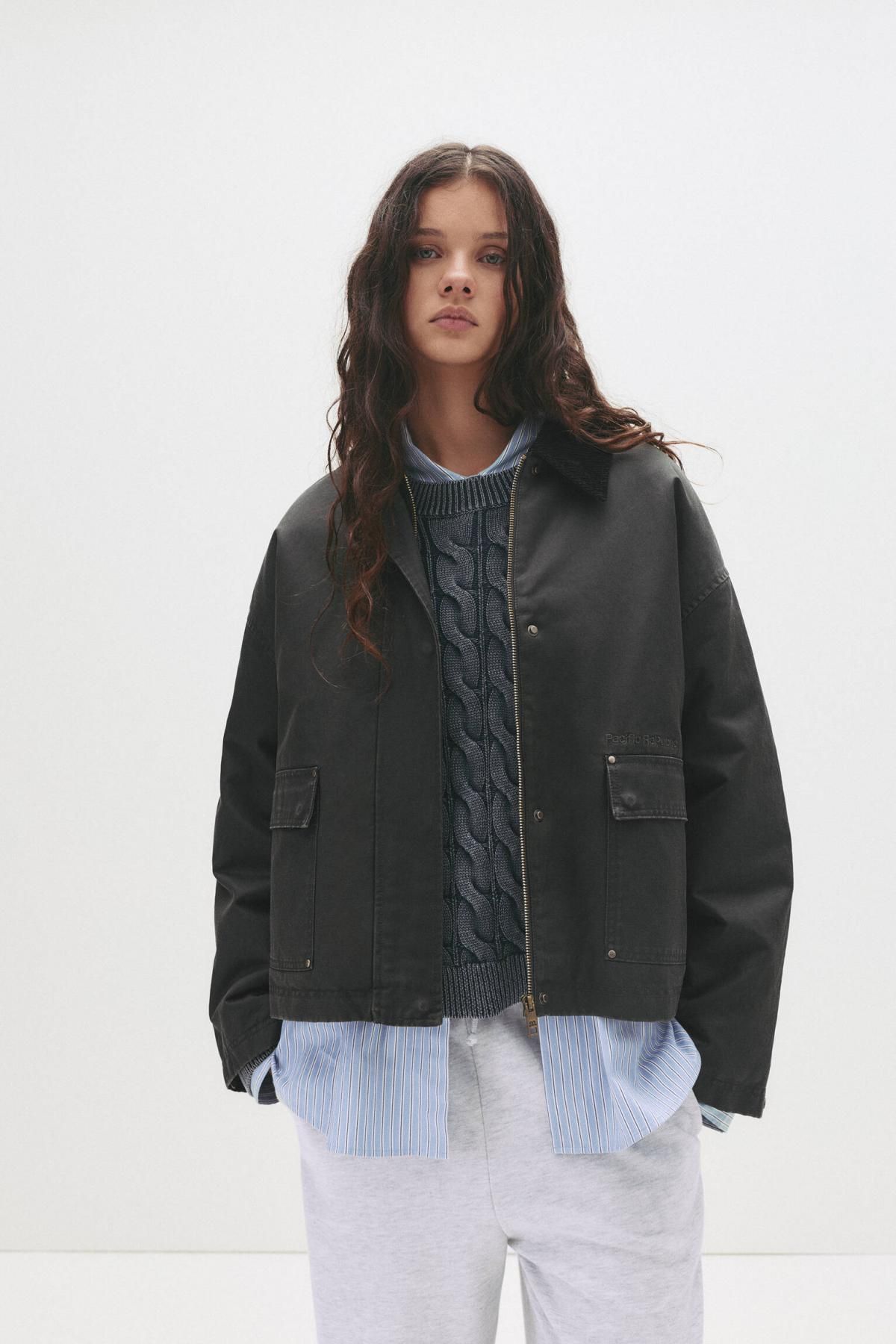 풀앤베어 테크니컬 왁스드 코듀로이 카라 재킷 7700/323 ANTHRACITE GREY - 상세 이미지 3