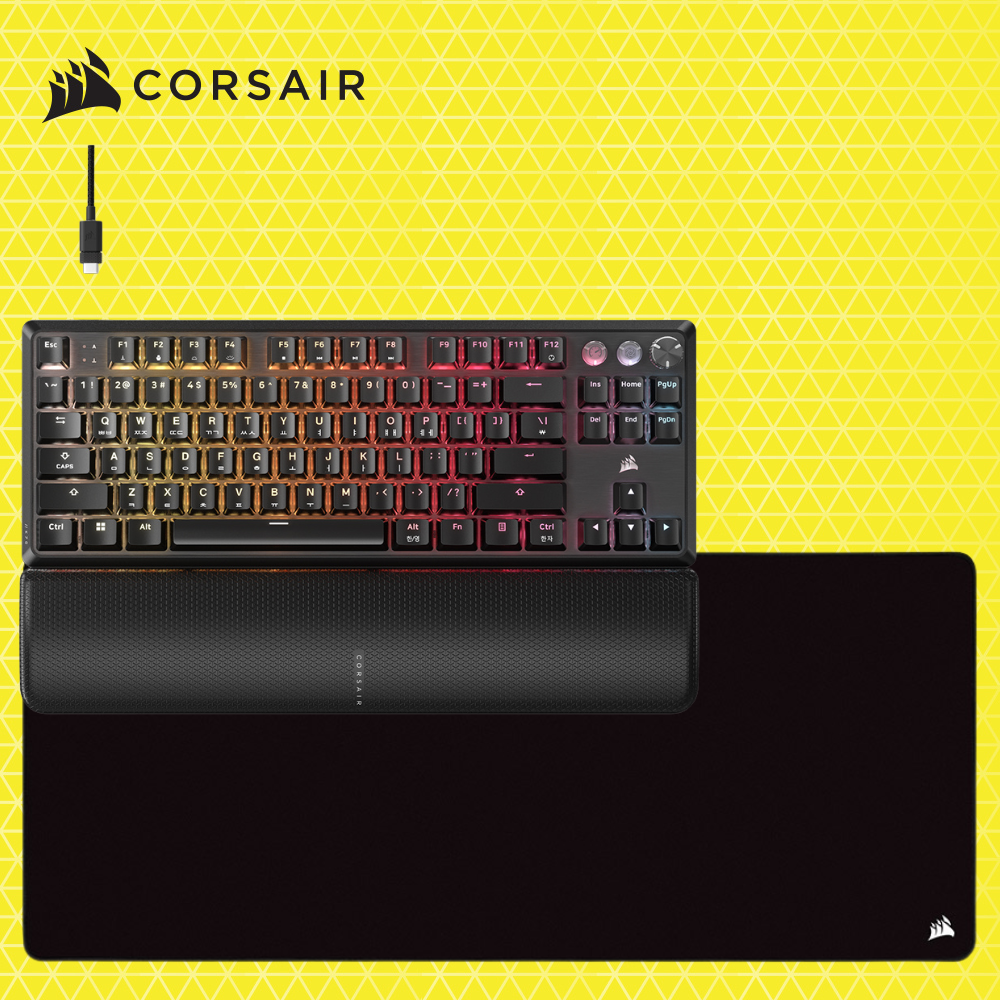 커세어 K70 MGX TKL 자석축 게이밍 기계식키보드 + MM350 PRO EXTEND XL 블랙 게이밍마우스패드 세트 - 메인 이미지