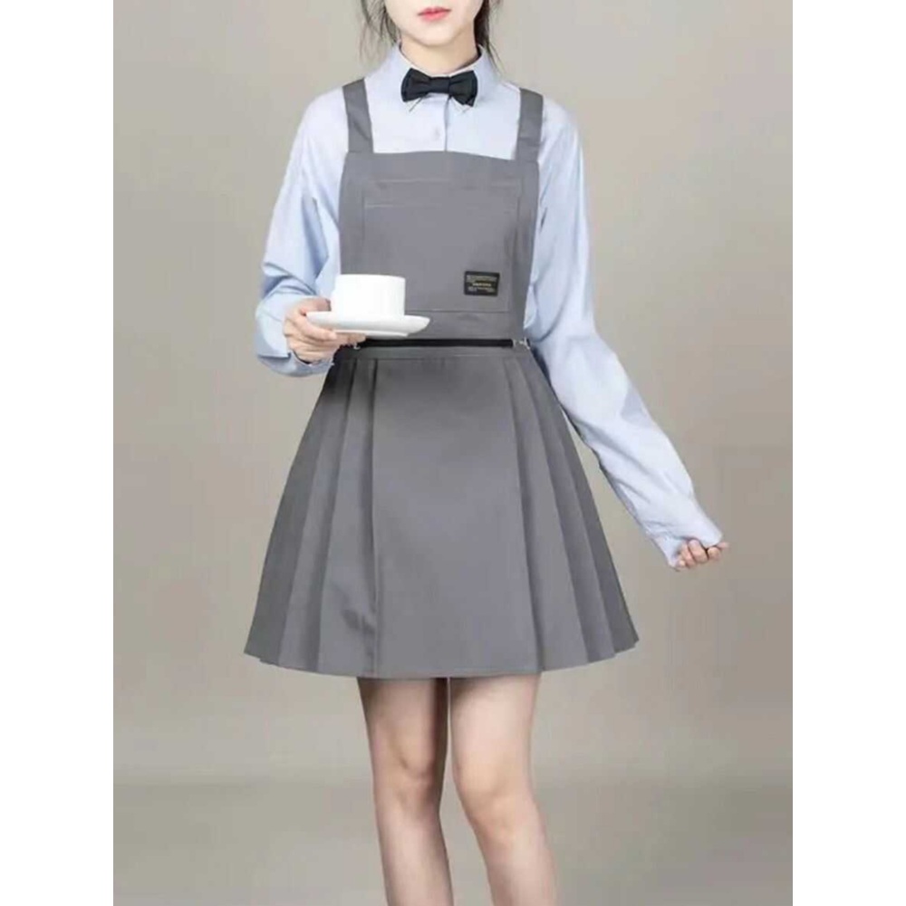 미용 앞치마 미용실 apron 가운 원피스 유니폼 캔버스 네일샵 카페 헤어 파란색 조끼 1개 - 상품 이미지