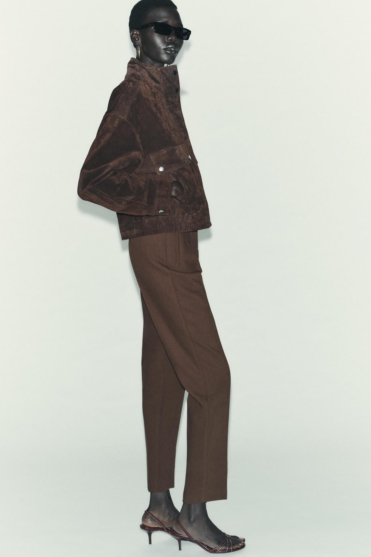 자라 브라운 하이웨이스트 슬림핏 팬츠 1478/631 BROWN - 상세 이미지 4