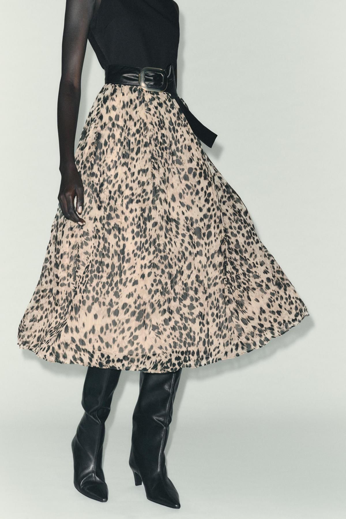 자라 애니멀 프린트 콤비 벨트 미디 원피스 2298/172 LEOPARD - 상세 이미지 3