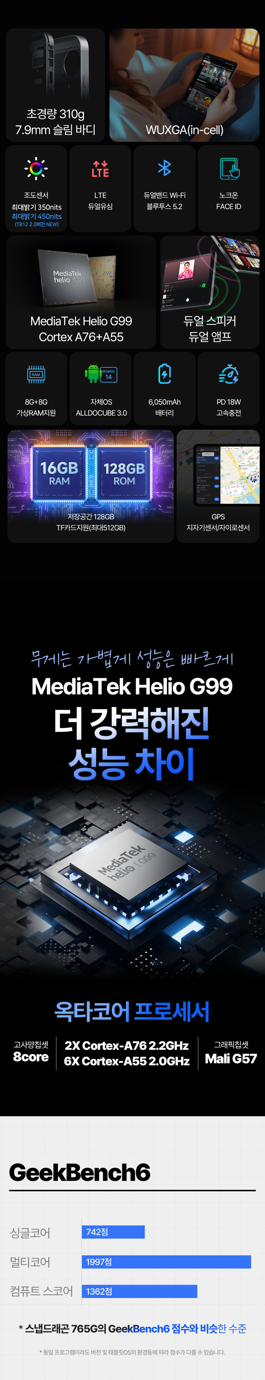 올도큐브 iPlay60 mini Pro 2.0 8+128GB 태블릿 판매처 상세 정보 이미지 4