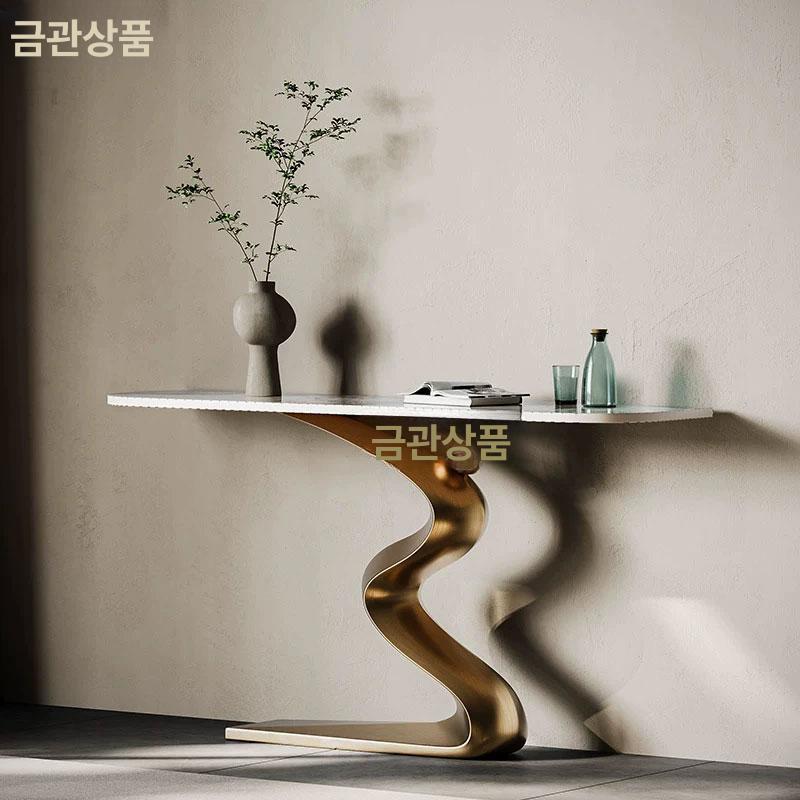 대리석 콘솔 테이블 복도 협탁 인테리어 고급 장식장 스타일 A 1000x350x850 조립 필요 - 상세 이미지 3
