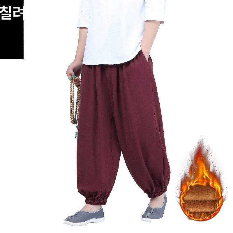 여름승복바지 하의 긴바지 절복남성 면 스님바지 절복 법복 승려복 개량 편한 스님승복 승복 네이비블루 단일층 S 키 151-159cm - 상세 이미지 4